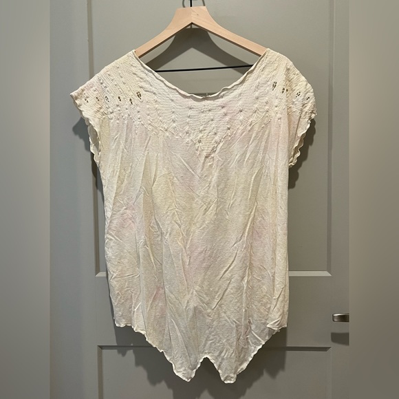 Free People Embroidered Lace Tie-Front Top Sz M - Picture 2 of 8